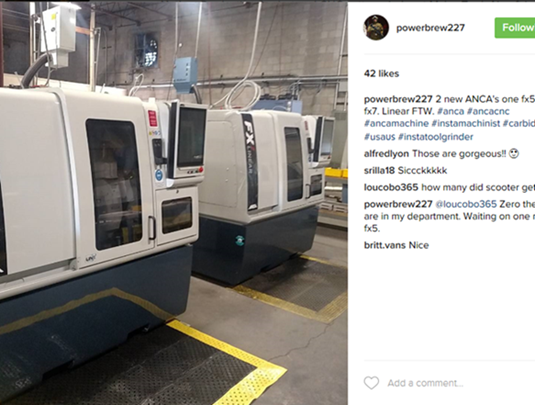 Celebrating CNC grinding on Instagram with ANCA’s very own hashtag #ancagrind